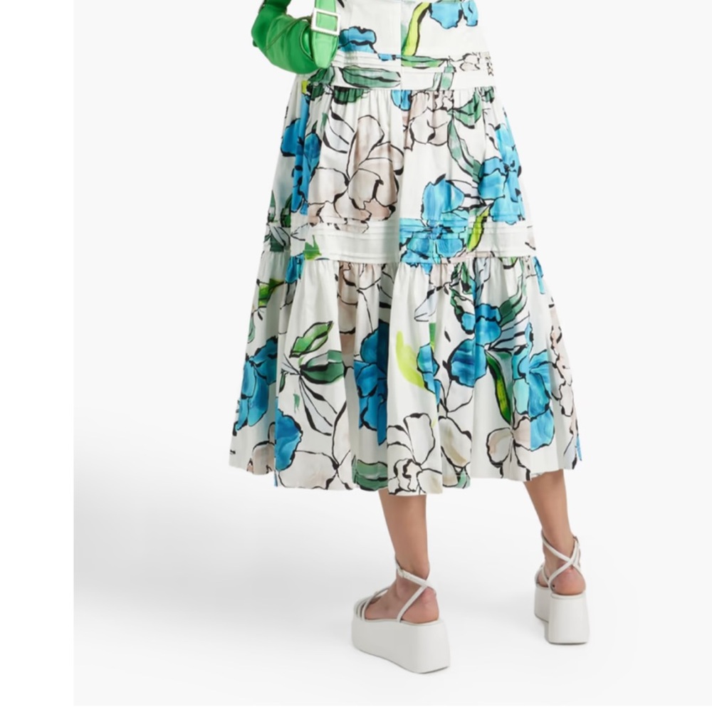 Aje floral tiered midi skirt new with tags